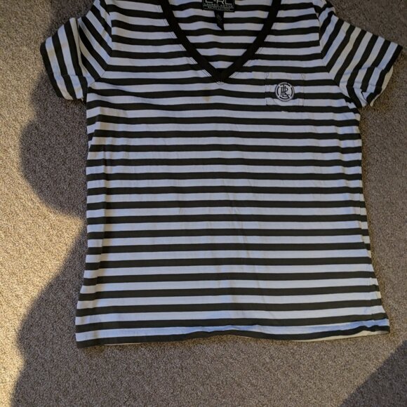 Ralph Lauren Active hoodie matching s/s t shirt brown and cream stripe L - Picture 2 of 3